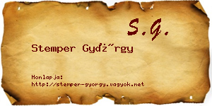 Stemper György névjegykártya